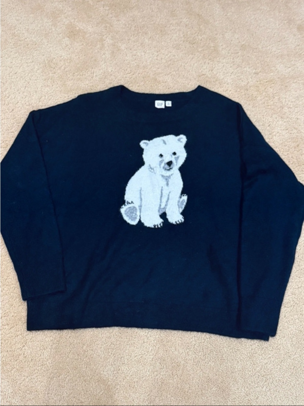 GAP women’s Navy Crewneck Sweater with White Polar Bear